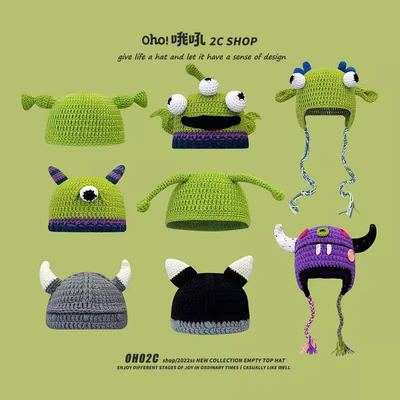 Yuppies and cues to blame for the history Lake wool line hat children autumn winter demons long braid green knit cover head cap tide-Taobao