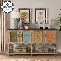 American solid wood door hall Xuanguantai modern minimalist living-room decorating cabinet corridor leaning against wall locker hand-painted dining side cabinet