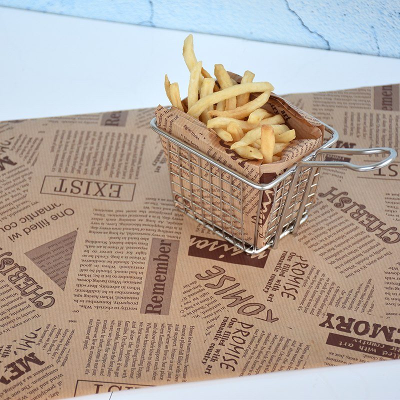 100 sheets of translucent dinner plate oil-absorbing paper food special fried edible brown fried chicken rectangular black letter white newspaper