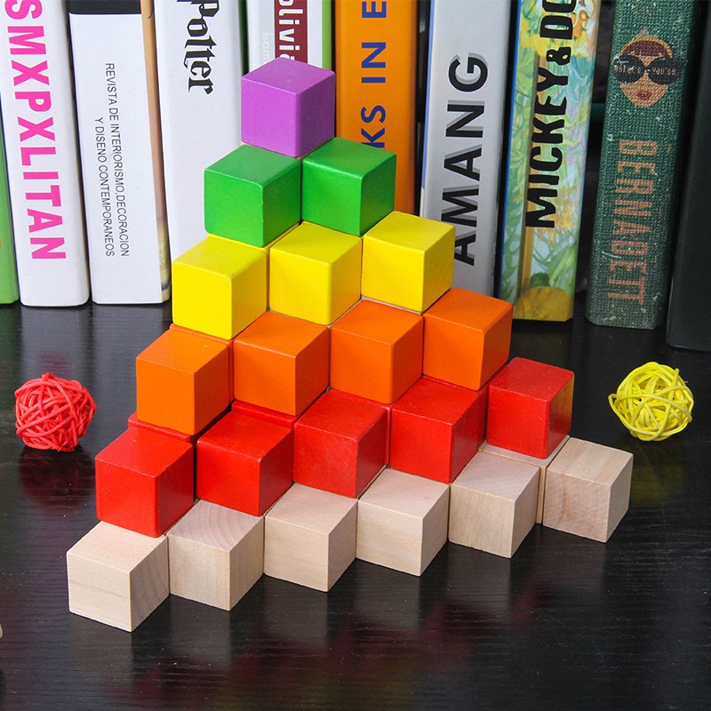 Square variable size geometry mathematics children's cubic volume wood wooden teaching shape hands-on children's understanding