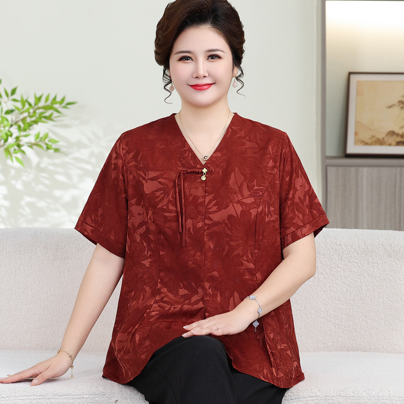 Fat Mom Summer Clothes Noble Silk Top Plus Size Suit Middle-Aged and Elderly Women Mulberry Silk T-Shirt Two-Piece Set Fat Mom Summer Clothes Noble Silk Top Plus Size Suit Middle-Aged and Elderly Women Mulberry Silk T-Shirt Two-Piece Set