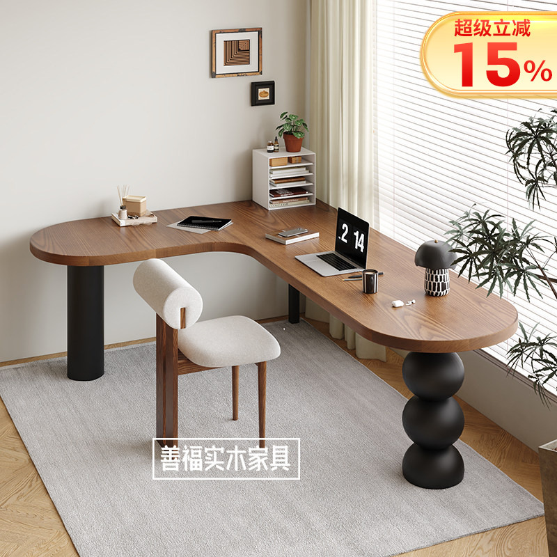 Solid Wood Corner Desk Study Bedroom Computer Desk Home Student Writing Study Desk L-Shaped Desk Corner Workbench