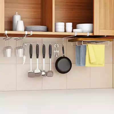 Yi Bai kitchen 304 stainless steel room integral cabinet rack storage tissue hanging household rack hook type non-hole
