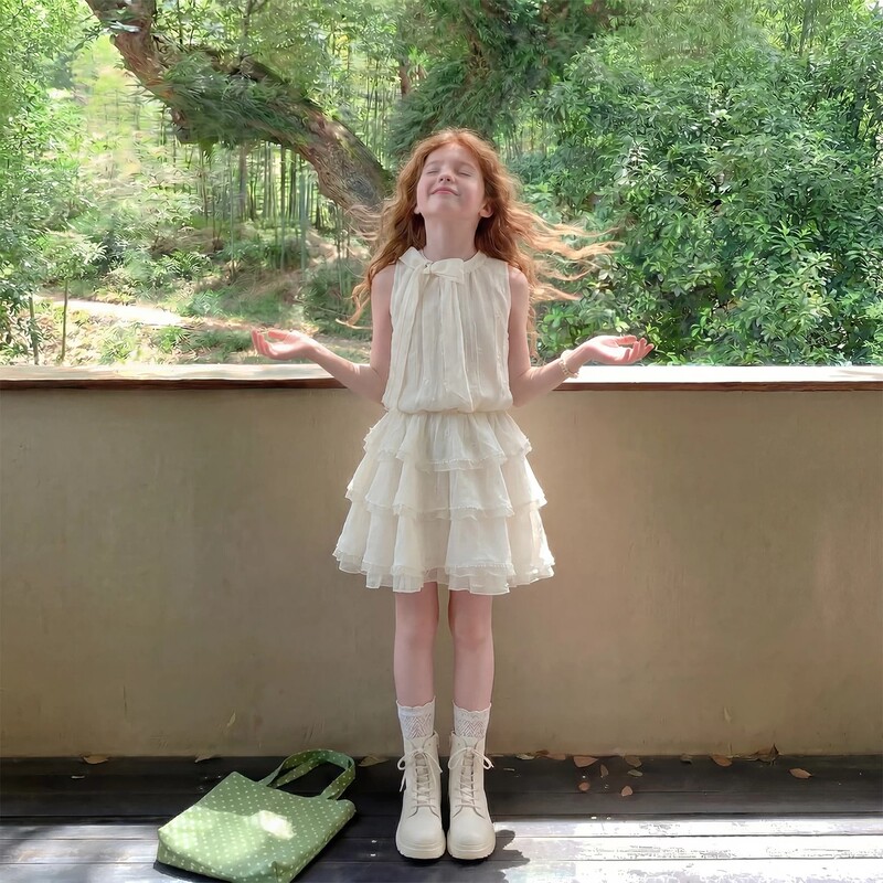 French Girls' Princess Dress Summer 2026 New Style Junior High School Girls' High-End Rich Girl Summer Dress French Girls' Princess Dress Summer 2026 New Style Junior High School Girls' High-End Rich Girl Summer Dress