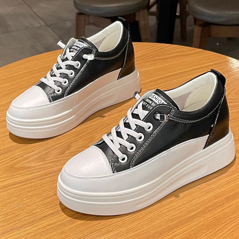 Brand Same Style Height-Increasing Genuine Leather White Sneakers for Women, 2025 Spring/Summer New Versatile Slim-Fit Slip-On Casual Shoes Brand Same Style Height-Increasing Genuine Leather White Sneakers for Women, 2025 Spring/Summer New Versatile Slim-Fit Slip-On Casual Shoes
