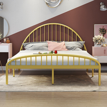 Modern minimalist environmentally friendly Nord Euro Red Bed Light luxury Princess iron bed gold double bed minimal 1 8 m bed