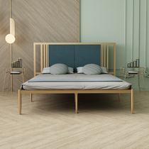 Modern minimalist golden iron art bed Nordic princess iron frame bed ins wind single double net red bed 1 5 1 8 m