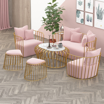 Nordic ins net red dress Shop Music bar Milk Tea Shop Sofa Living-room Light Extravagant single Double trio Iron Art Sofa