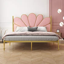 Modern minimalist environmentally-friendly Nordic ins net red bed light extravagant apartment Childrens iron art bed Double beds Pole Jane 1 8 m bed