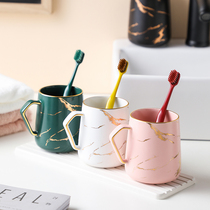 Toothbrush cup with tooth cup Family suit Three mouthpieces of gargling cup net red with light lavish glass washing mug Nordic style