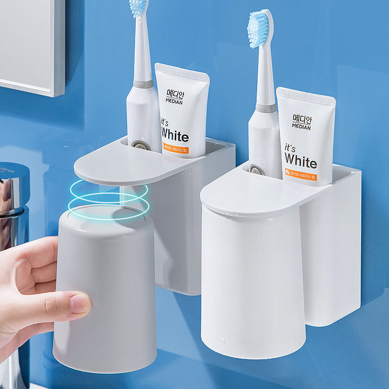 Toothbrush shelf wall-mounted toothbrush cup dental cylinder suit makeup room free of punch brushing teeth cup gargling cup toothbrush holder