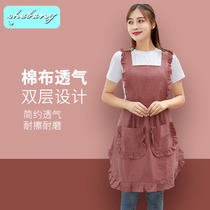 Pure Cotton Apron Women Work Waterproof Anti Oil All Cotton Cute Day Series Fashion Home Kitchen Cotton Linen Breathable Princess Dress