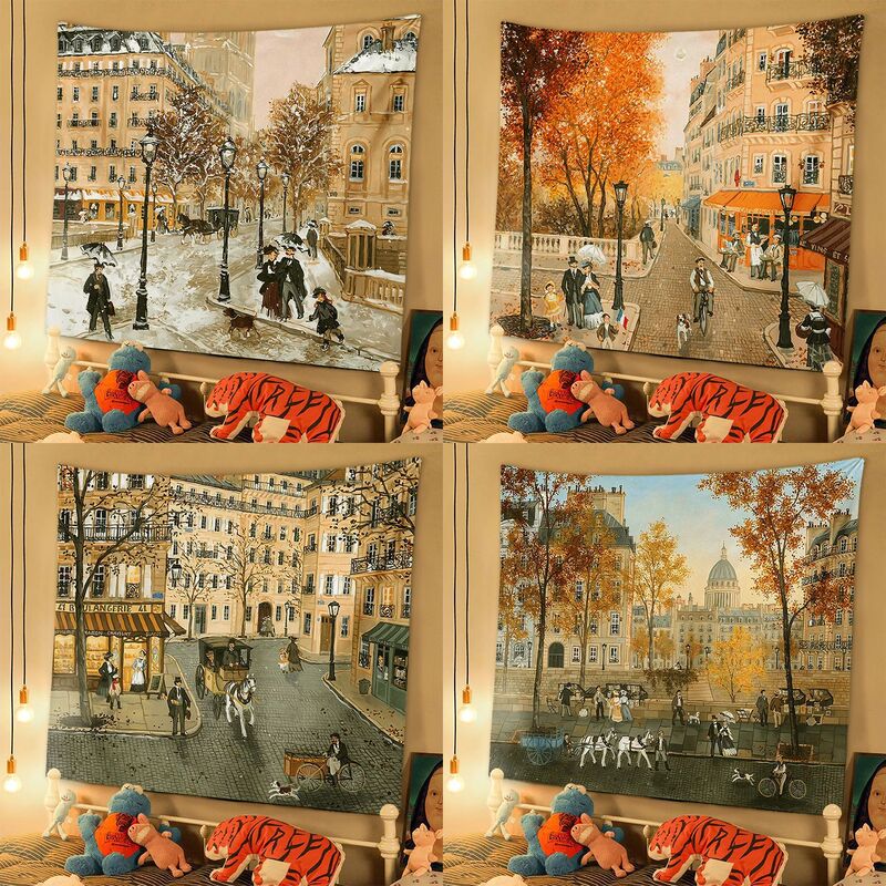 Autumn and Winter Street Scene Illustration Cloth Cartoon Animation Peripheral Dormitory Decoration Background Cloth Wall Cloth Tapestry/Wall Tapestry Autumn and Winter Street Scene Illustration Cloth Cartoon Animation Peripheral Dormitory Decoration Background Cloth Wall Cloth Tapestry/Wall Tapestry