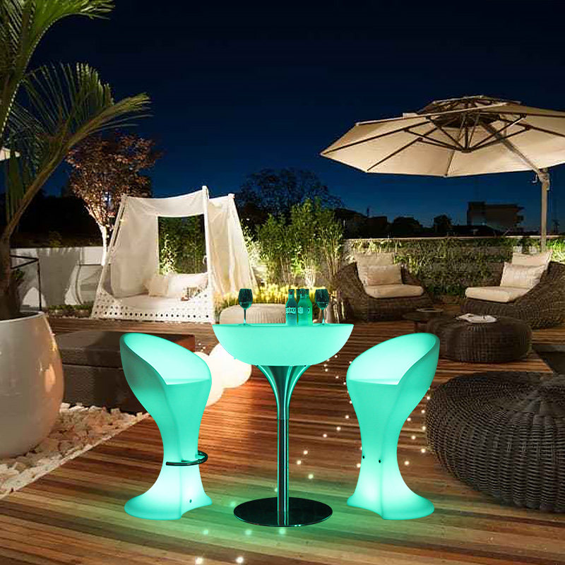LED luminous table KTV Table Creative Bar Table Outdoor Activities High-foot Table Park Leisure Table and Chair Combination