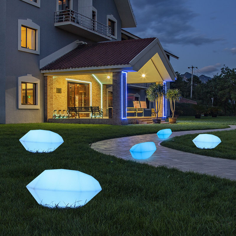 LED luminous stone light garden landscape stone light garden lawn remote control switch stone light solar buried light