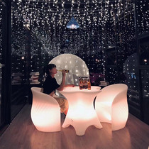 LED Luminous Plum Table Outdoor Creativity Bar Table Patio Waterproof Charging Tea Table Bar Coffee Hall Luminous furniture