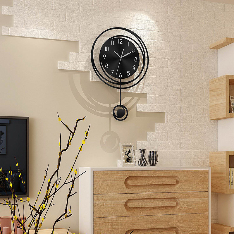 Clock wall clock living room modern simple creative fashion clock home art atmosphere hanging wall decoration free punch clock
