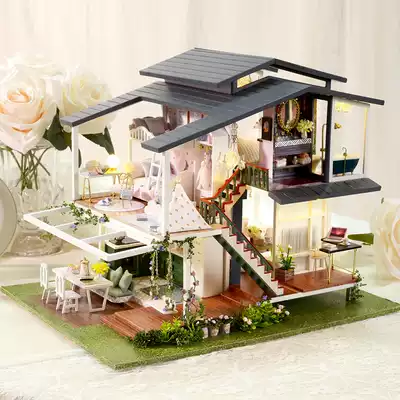 diy cottage handmade built house Monai garden mini Villa miniature scene assembly model female toy