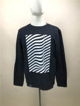 Real shot artees apparel removal Cabinet mens black and white stripes simple pullover long sleeve T-shirt Cotton