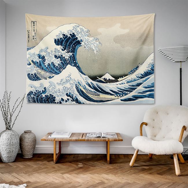 Lướt ván Kanagawa Ukiyo-e tấm thảm nền vải in vải treo tường vải nền tường trang trí phòng ngủ Nhật Bản - Tapestry