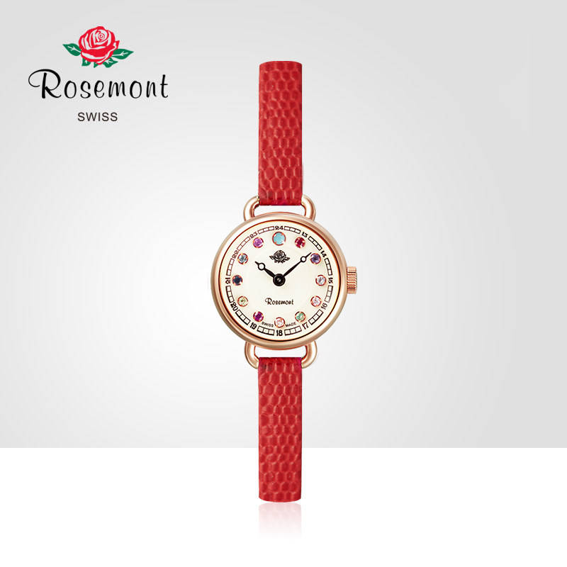Rosemont Swiss retro fur fine strap with 12Birthstone Rose Watch Star Same