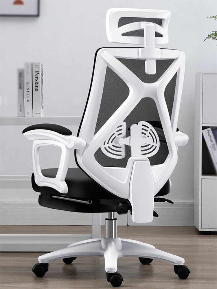 Gaming Chair Massage Backrest Electric Race Chair Home Net Red Deck Chair Black & White Tone Student Office Computer Chair Dorm Room