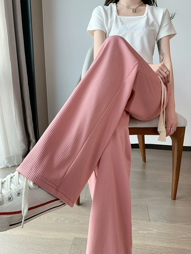 Розовые шелковые летние осенние штаны, средство от комаров, высокая талия, коллекция 2022, свободный прямой крой