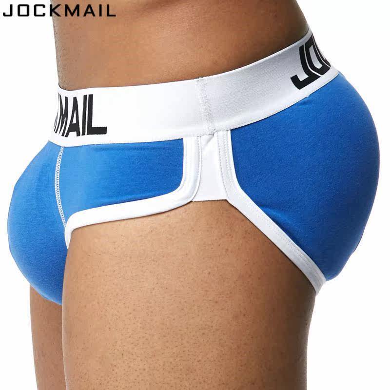 Men's glutes for glutes and glutes pure cotton triangular underwear U convex cups sponge cushion front-raised rear teething and skinny people gain a fake ass