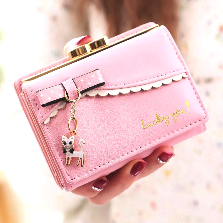 Small fresh ladies leather wallet 2021 new fashion small and simple cartoon student short trend small wallet