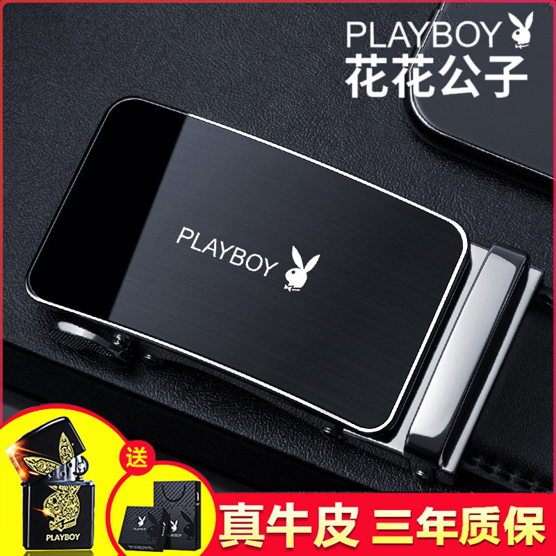 Playboy men's belt leather automatic buckle young business casual pure cowhide pants belt trend