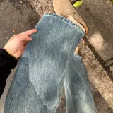 美式覆古蓝水洗宽松直筒牛仔裤女夏季新款设计感高腰显瘦垂感裤子