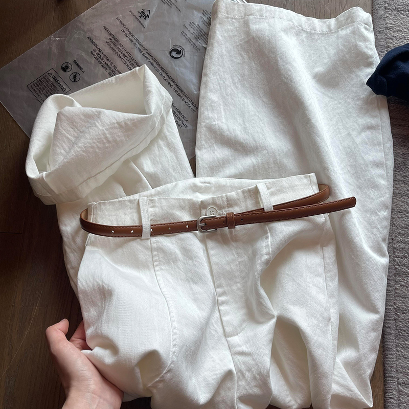 Studio Jinxi! Old Money Style White Tencel Cotton Wide-Leg Pants for Women 2026 High-Waisted Slimming Work Casual Pants Studio Jinxi! Old Money Style White Tencel Cotton Wide-Leg Pants for Women 2026 High-Waisted Slimming Work Casual Pants