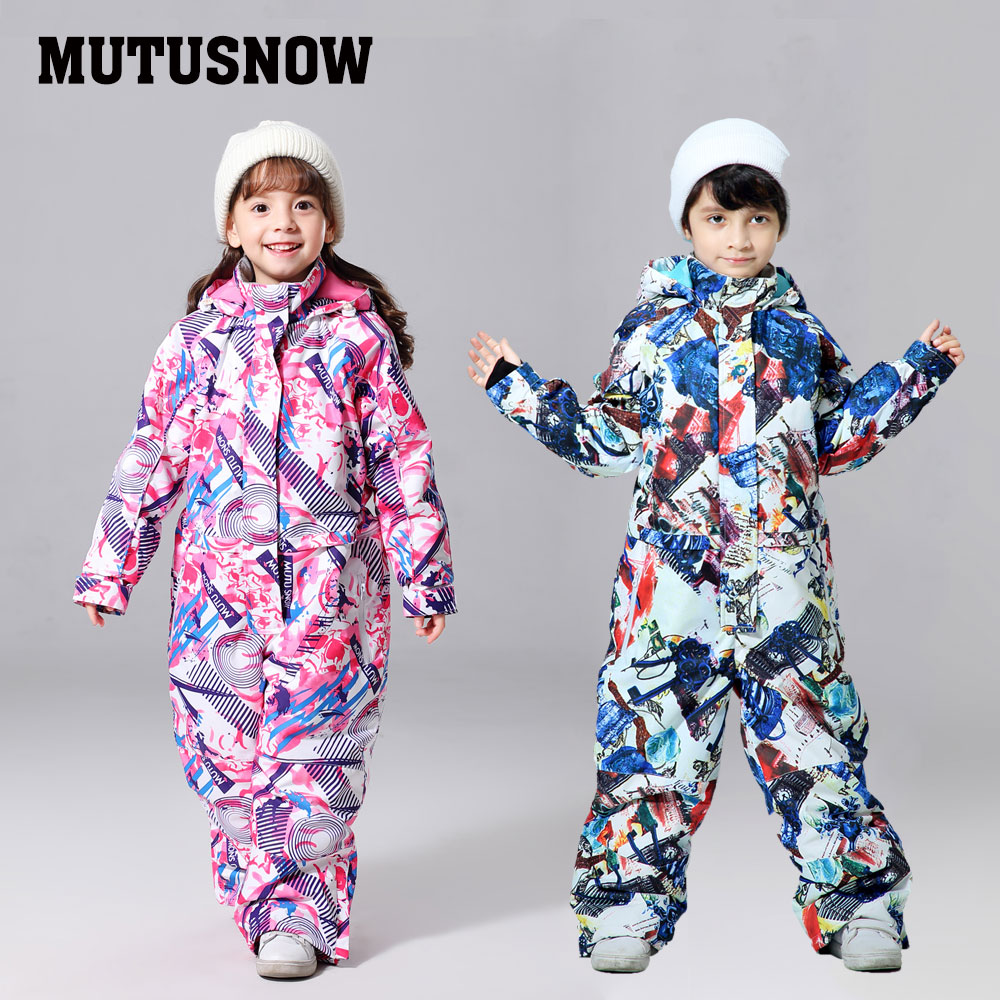 One-piece children's ski suit boys and girls ski pants tops waterproof thickened to keep warm baby snow country equipment