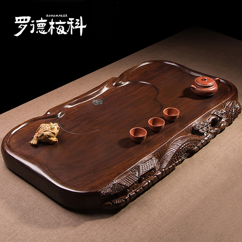 Rod Meico Whole Solid Wood Black Sandalwood Tea Tray Upscale Tea Sea Artisanal Solid Side Engraving Big Tea Table