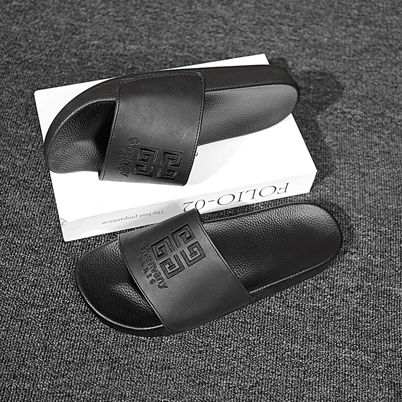 Suitable for Fendi Men's Shoes Collaboration European Style Slippers Men's 2026 Summer Soft-Soled Embroidered Slide Sandals