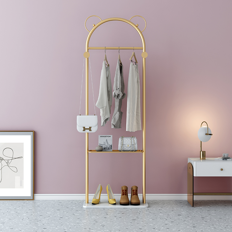 Home Light Lavish Standing Clothes Hanger Floor Bedroom Mesh Red Children Clothes Hat Rack Brief Indoor Room Clothes Racks