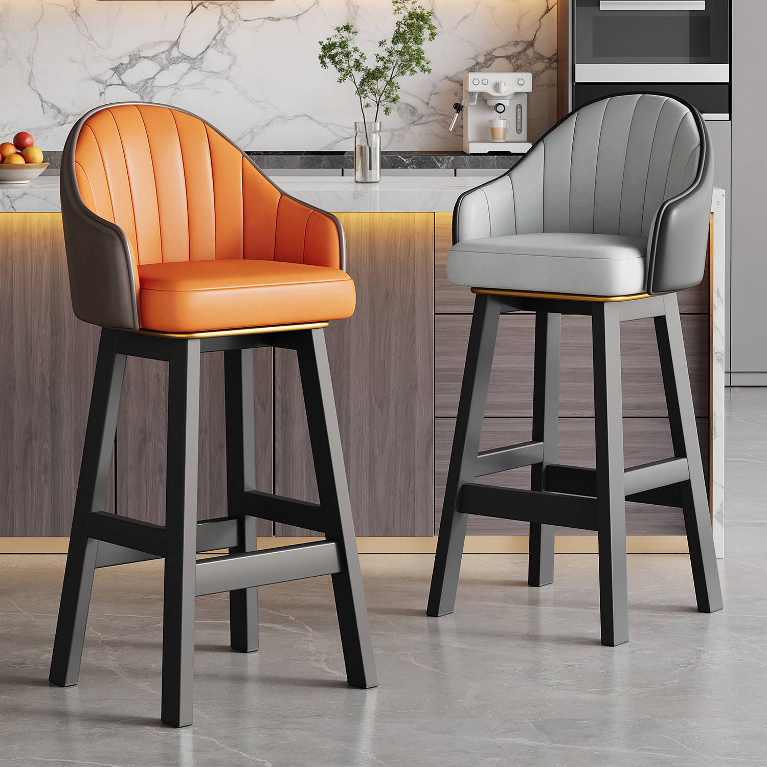 ハイチェア、ホームバースツール、ハイスツール、錬鉄製バーチェア、バックチェア、フロントデスク、レジ、アイランドバーチェア