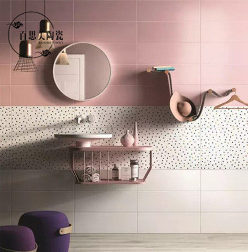 Total Porcelain Macaron Color Glazed Face Brick 200600 Nordic Pure Color Toilet Balcony Wall Brick Makeup room Kitchen Magnetic Brick