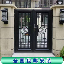 Aluminum art villa courtyard door self-built house courtyard door modern simple single and double door aluminum alloy garden door courtyard door