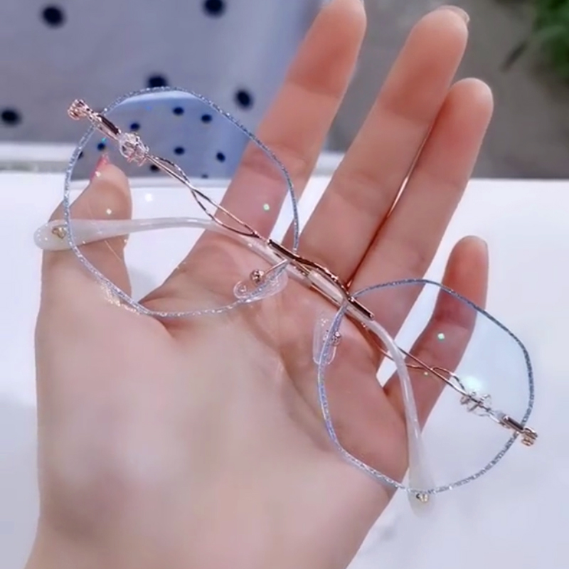 Glasses Myopia women with number of times can be matched with astigmatism anti-blue radiation Protection eye super light and thin no frame Korean version tide