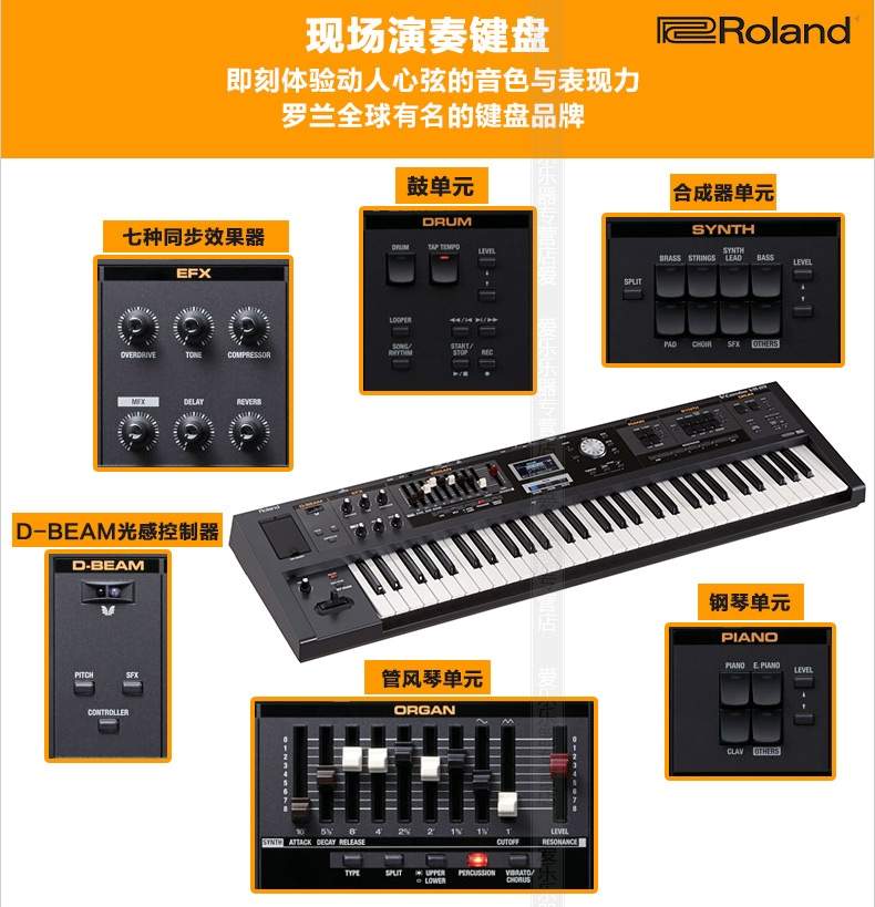 SF home Roland Roland V-Combo Bàn phím tổng hợp VR-09 máy trạm âm nhạc 61 phím - Bộ tổng hợp điện tử