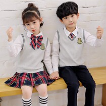 Kindergarten British wind labels the vest suit of 2021 Fashion School Class Class 4 pieces