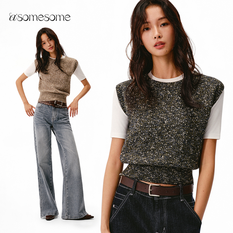 Asomesome Retro Old Money Style Round Neck Sweater Vest for Women Autumn and Winter New Layered Warm Vest Knitted Top Asomesome Retro Old Money Style Round Neck Sweater Vest for Women Autumn and Winter New Layered Warm Vest Knitted Top