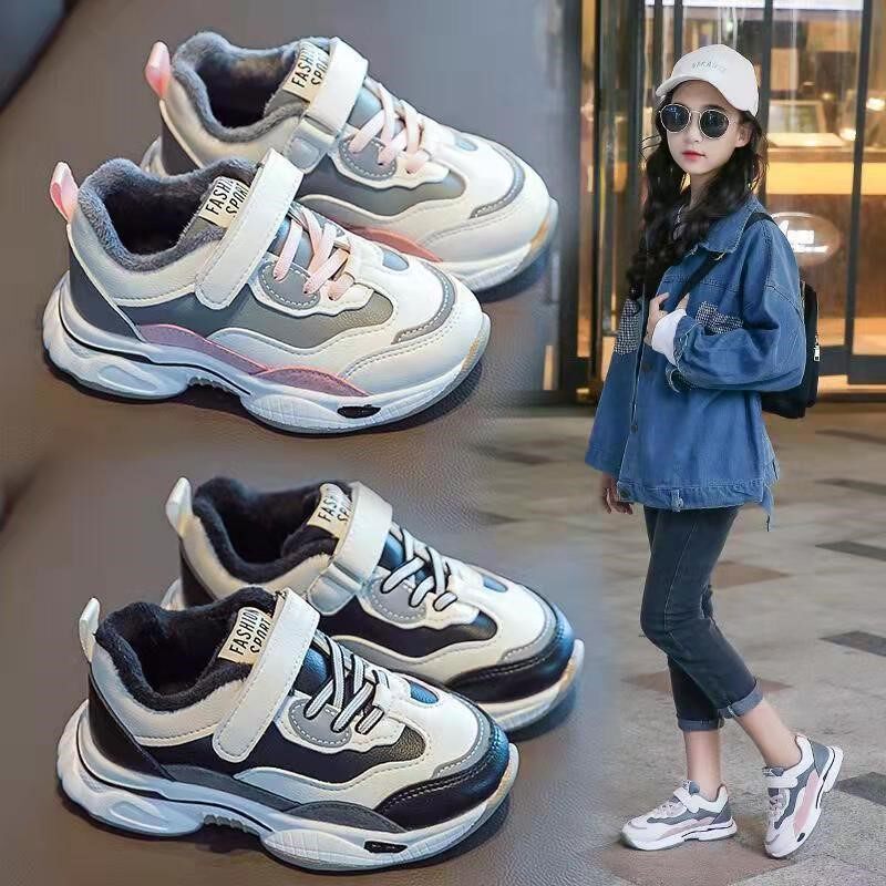 Girls' shoes 2021 new daddy shoes middle-aged children's shoes Western style princess sneakers children's all-match winter models