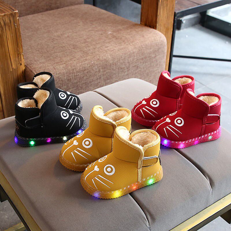 Light up snow boots baby shoes winter new 1-3-5 years old 2 boys shoes children's shoes women's warm children's cotton shoes
