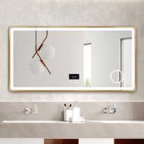 Smart toilet mirror with lamp aluminium alloy rims bathroom mirror wall-mounted defogging enlarged make-up LED bathroom mirror