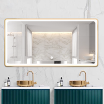 Smart Bathroom Mirror Aluminum Fit Frame Bathroom Mirror Wall-mounted Defogging Enlarged Makeup LED toilet mirror with lamp