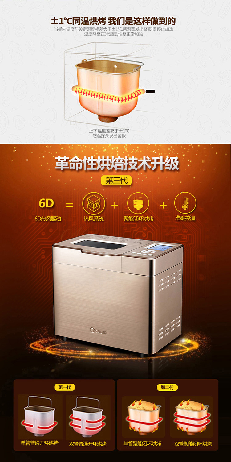 Donlim Dongling BM1352AE-3C máy làm bánh mì và mì lên men thông minh đa chức năng tự động ba Meiji - Máy bánh mì mua máy ép bánh mì thanh lý