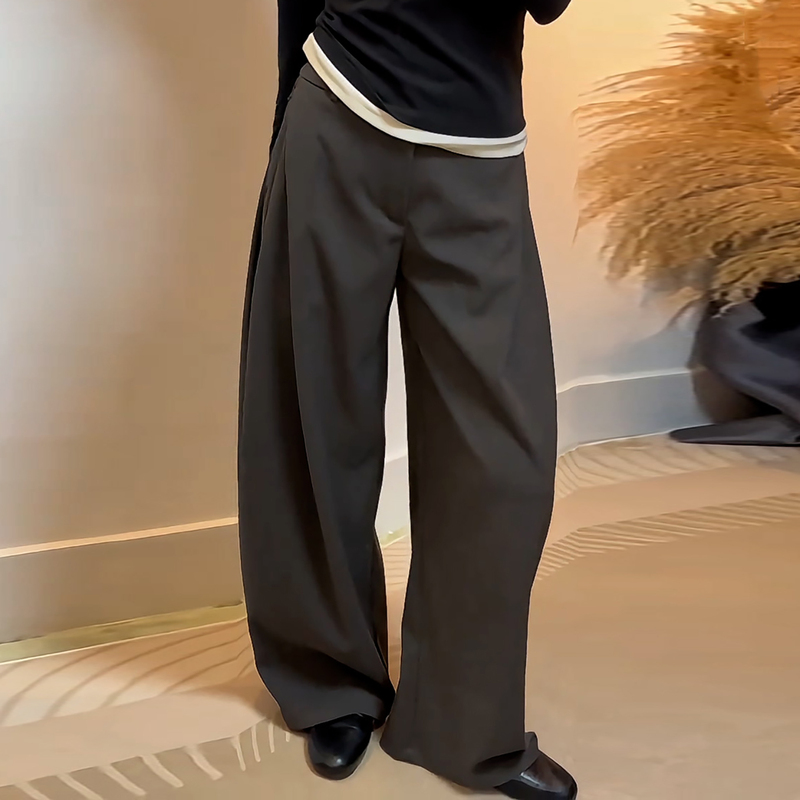 Ader Women's Suit Pants 2026 Autumn New Fashion Design Pleated Slimming High-Waisted Straight Thickened Wide-Leg Pants Ader Women's Suit Pants 2026 Autumn New Fashion Design Pleated Slimming High-Waisted Straight Thickened Wide-Leg Pants