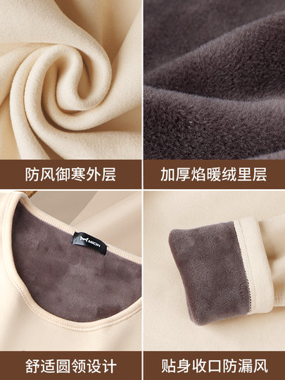 Catman Thermal Underwear for Women, Thickened and Fleece-Lined, Seamless Base Layer for Autumn and Winter, Cold-Resistant Top and Bottom Set